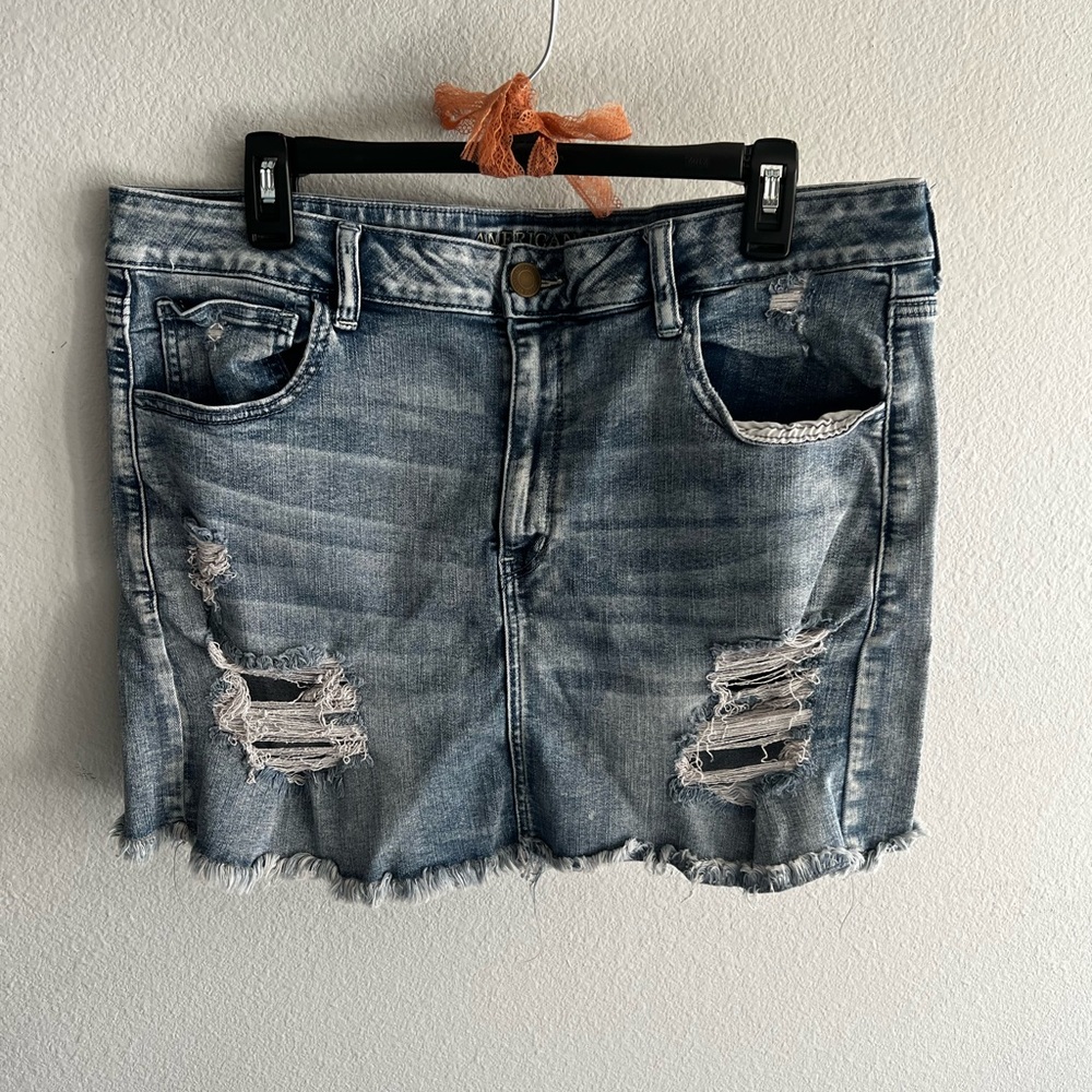Denim Distressed Skirt